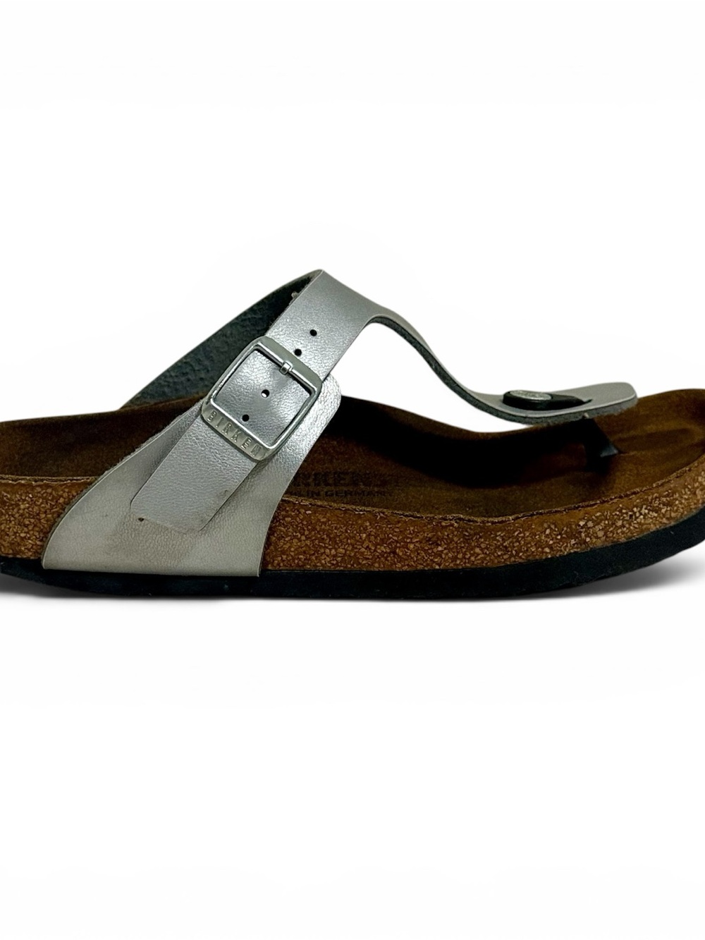 Birkenstock Gizeh Metallic Silver Sandals Womens EU 37 US 6 Cork Footbed - Picture 3 of 10